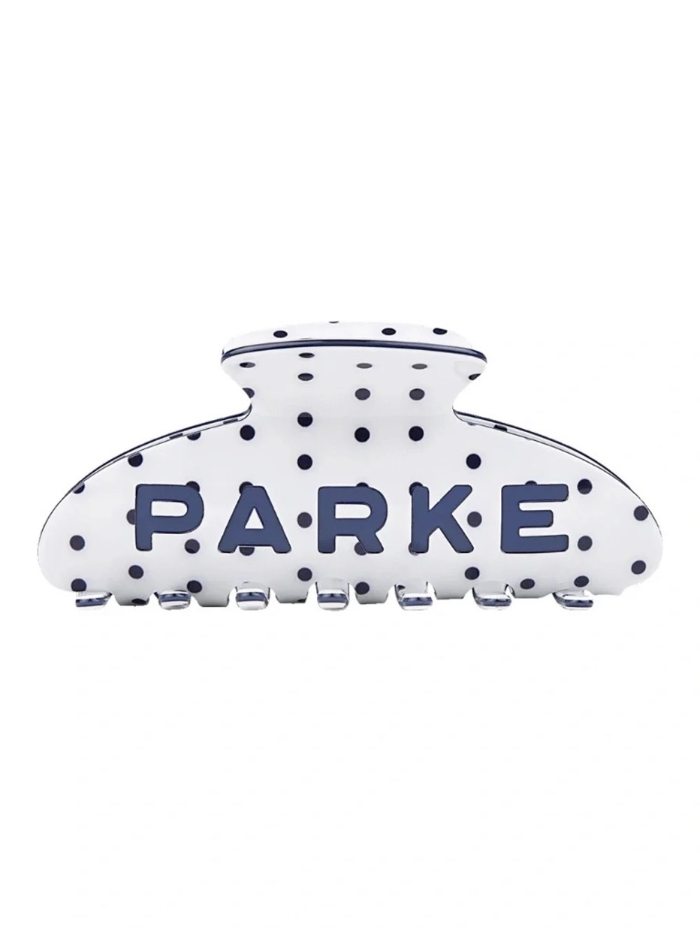 NEW Parke Claw Clip White & Navy Polka Dot